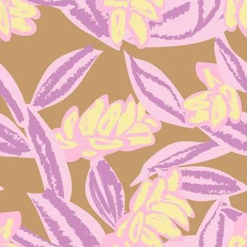 Banana fruit and leaf textile pattern design in brown and pink for fashion .. Ilustración de archivo