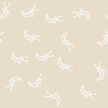 Banana fruit character line vector seamless pattern Stock Illustration