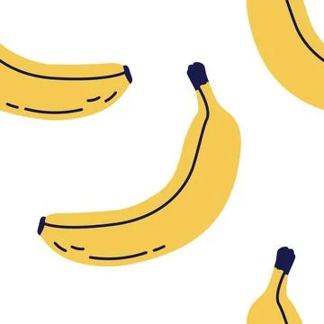 Banana fruit with leaf. Seamless pattern. Hand drawn vector illustration. Swe イラスト素材