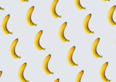 Banana fruit pattern on gray background Stock Photos