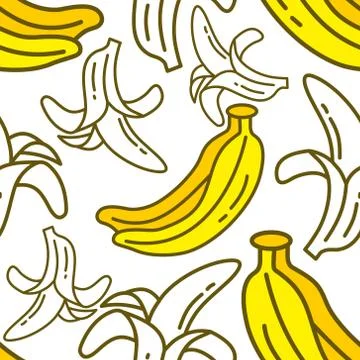 Banana Fruit Pattern Seamless Vector Template Stock Illustration