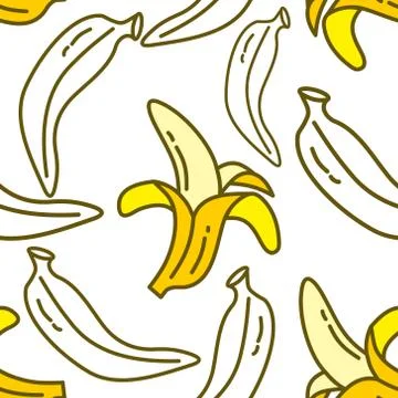 Banana Fruit Pattern Seamless Vector Template Stock Illustration