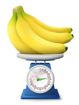 Banana fruit on scale pan Stock Illustration