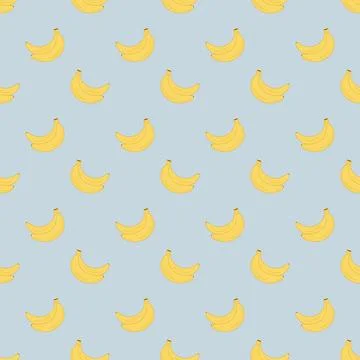 Banana fruit seamless pattern over blue background Ilustração Stock