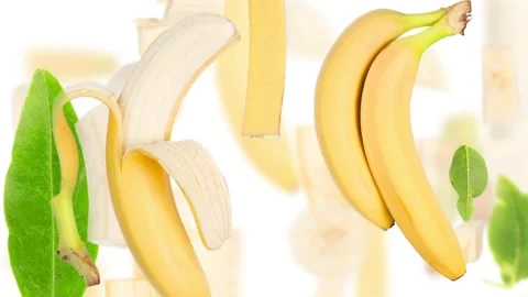 Banana fruit Slice and Leaf Stream Stock-Footage 214287985