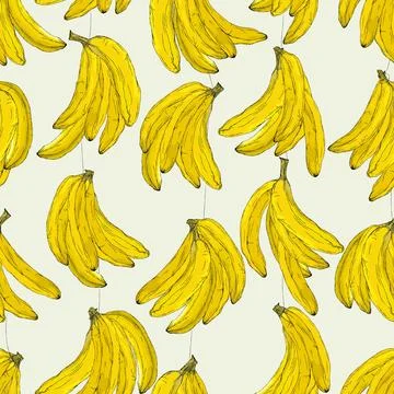 Banana fruit summer seamless vector pattern wallpaper Stockillustratie