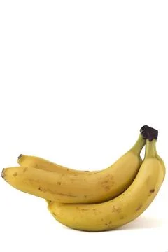 Banana fruit on white background with reflection and space for text. Stock Photos