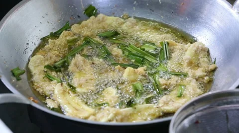 Banana frying in a pan Stock Footage 39017784