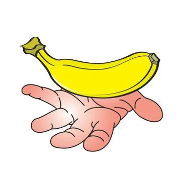 Banana on hand Illustrazione stock