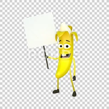 Banana holding a sign Stock Illustration