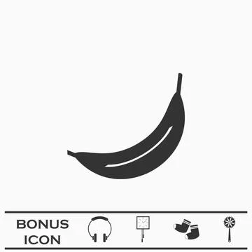 Banana icon flat. Illustrazione stock