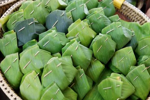 Banana leaf wrap. Stock Photos