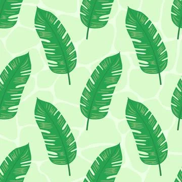 Banana leaves continuous seamless pattern Stock Illustration