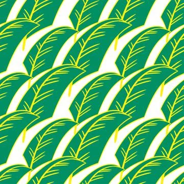 Banana leaves seamless pattern textile print. repeat pattern background desig Stock Illustration
