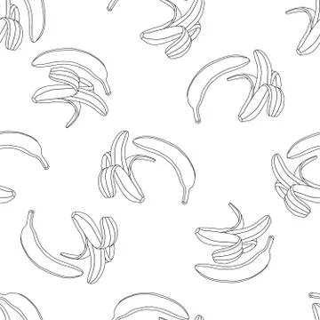 Banana line seamless pattern Stock Illustration