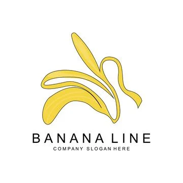 Banana Logo Design, Fruit Vector With Line Art Style, Product Brand Walpape.. Stock Illustration