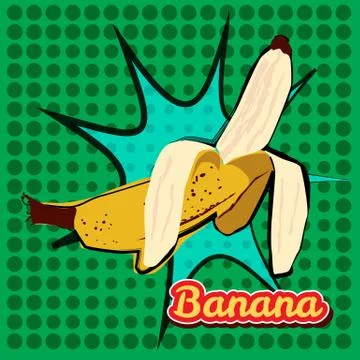 Banana opened with a point texture. Pop-art style vector illustration. Illustrazione stock