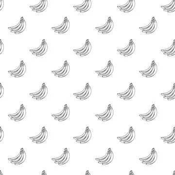 Banana outline seamless pattern on white background. Stock Illustration