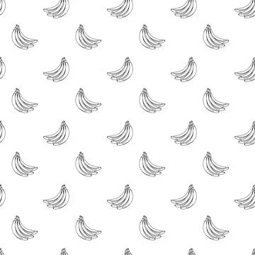 Banana outline seamless pattern on white background. Stock Illustration