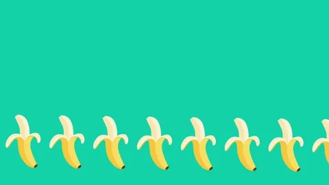 Banana Parade on Teal Video stock 335631307
