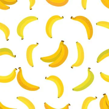 Banana pattern, cute doodle texture. Funky wallpaper, fun geometric fruits Stock Illustration