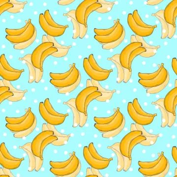 Banana pattern with polka dots Stock Illustration