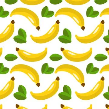 Banana pattern on a transparent background in the style of flat vector grap.. Stock Illustration