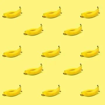 Banana pattern on a yellow background, background, screen saver on the phone, Stock Illustration