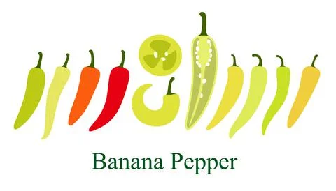 Banana pepper flat icon set, vector illustration Stock Illustration