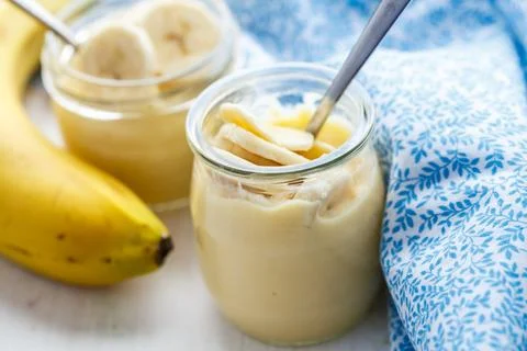 Banana pudding for breakfast Stock Photos