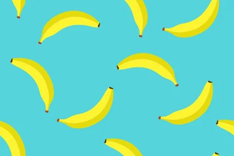Banana seamless cartoon pattern background, vector fruit seamless yellow banana Stock Illustration