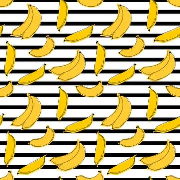 Banana seamless pattern background. Vector illustration. Stock Illustration