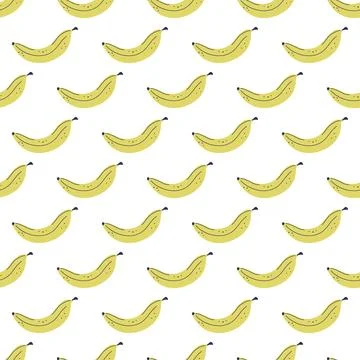 Banana seamless pattern. Simple ornament with yellow fruit. Illustrazione stock
