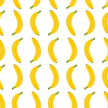 Banana seamless pattern on white background. Tropical fruit vector illustrati Stock Illustration
