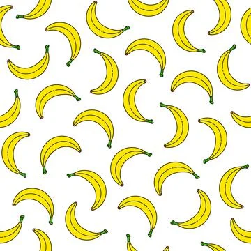 Banana Seamless Pattern On White Background Stock Illustration
