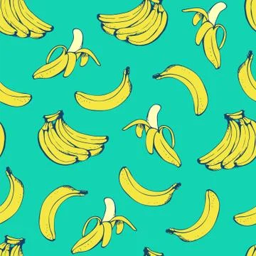 Banana seamless vector pattern Stock Illustration