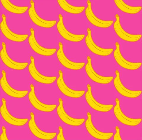 Banana Seamless vector pattern on a pink background Stock Illustration