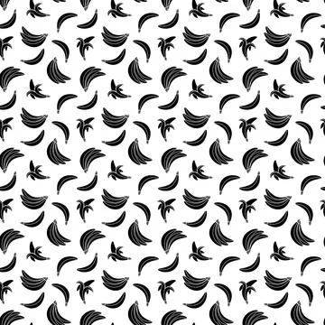 Banana simple seamless pattern on white background. Stock Illustration