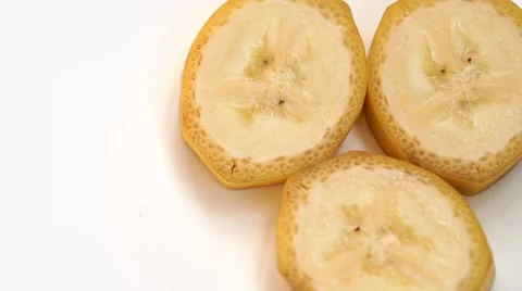 Banana slice close-up isolated on white background Stock-Footage 61781487