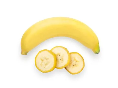 Banana slice isolated on white background. top view Stock Photos