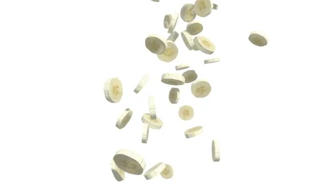 Banana Slices Cascade Stock Footage 43662554