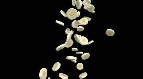 Banana Slices Cascade Stock-Footage 43662858