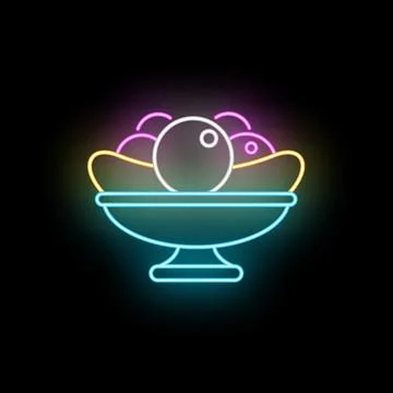 Banana split dessert glowing neon light sign Stock Illustration