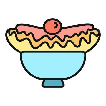 Banana split dessert icon with cherry topping 스톡 일러스트