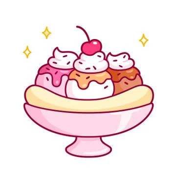 Banana split dessert Stock Illustration