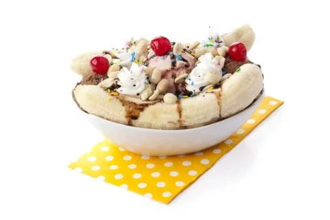 Banana split dessert Stock Photos