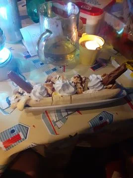 Banana Split Dessert Foto stock