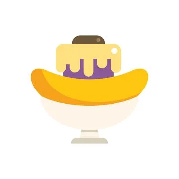Banana split dessert on a plate being served for eating Stockillustratie