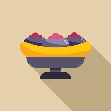 Banana split ice cream dessert served on pedestal flat icon Stockillustratie