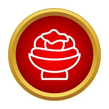 Banana split ice cream dessert in gold bordered icon Stock Illustration